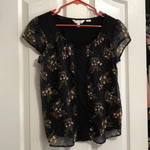 Black floral shirt